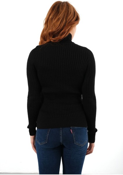 Siyah Fitilli Kadın Balıkçı Yaka Yün Triko Kazak TRIST-6157 modelleri