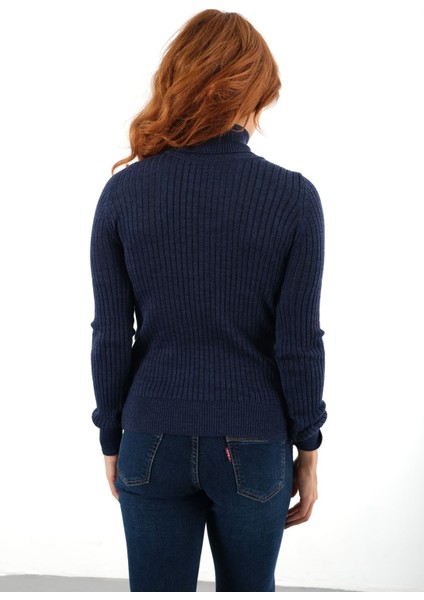 Indigo Fitilli Kadın Balıkçı Yaka Yün Triko Kazak TRIST-6157 fiyatları