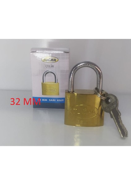 Tuğra ÇELİK32 mm Asma Sarı Kilit 1 Adet