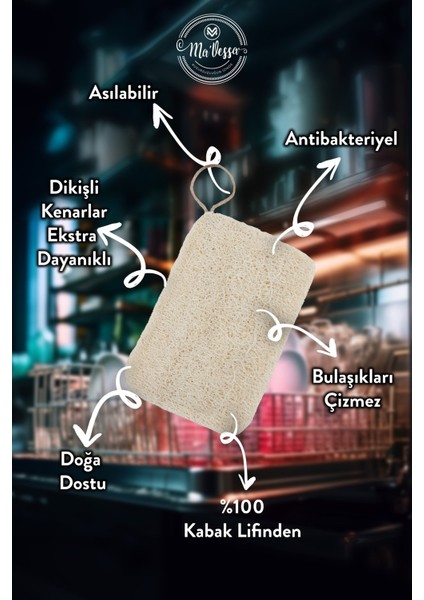 % 100 Doğal Çift Yönlü Kabak Bulaşık Lifi