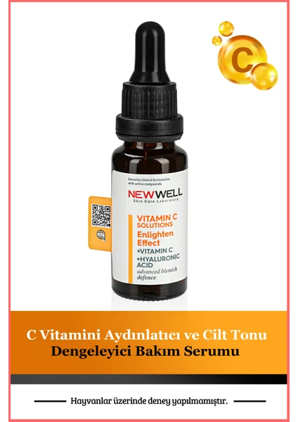 New Well C Vitamini Aydınlatıcı ve Cilt Tonu Dengeleyici Bakım Serumu 20 ml