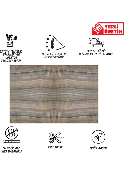 Kendinden Yapışkanlı Kahve Sıralı Mermer Desenli Pvc Panel 41X62 cm (12 Adet) 3 M²