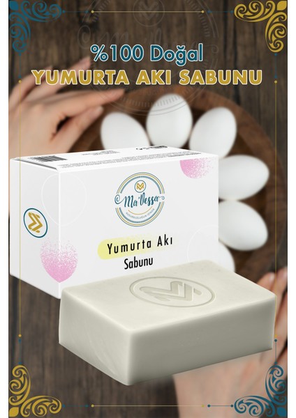 %100 Doğal El Yapımı Yumurta Akı Sabunu Sebum Dengeleyici Etkili 100 gr