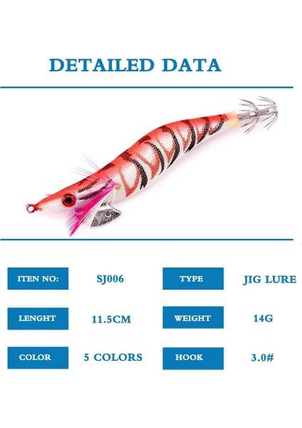 Kırmızı Stil 3.0-14G-11.5CM 1 Adet Aydınlık Kalamar Jig Balıkçılık Ahşap Karides Cazibesi Kalamar Mürekkepbalığı Jig Lureerbait Balıkçılık Yemleri (Yurt Dışından) modelleri