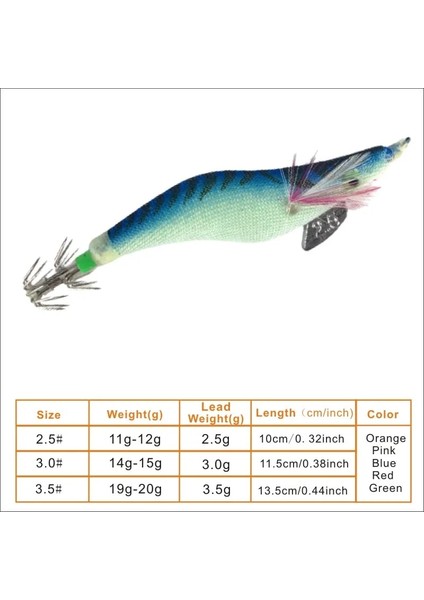 Mavi Ahşap Karides Stili Boyut 2.5 Işıklı Kalamar Balık Tutma Kuşları Kancalı Ahşap Karides Yemi Wobbler Jigs Balık Tutma Kalamar Jig Mürekkep Balığı Cazibesi Turlutte Kalamar 3.5# (Yurt Dışından)