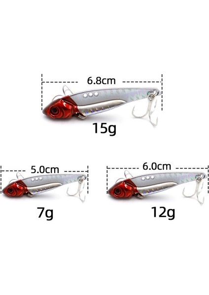 No.12 Tarzı 7g Metal Vıb 4 × Kan Tankı Kancasını Güçlendirin Balık Tutma Yemi Titreşim Yemi Bas Yapay Sert Yem Vıb Olta Takımı (Yurt Dışından)