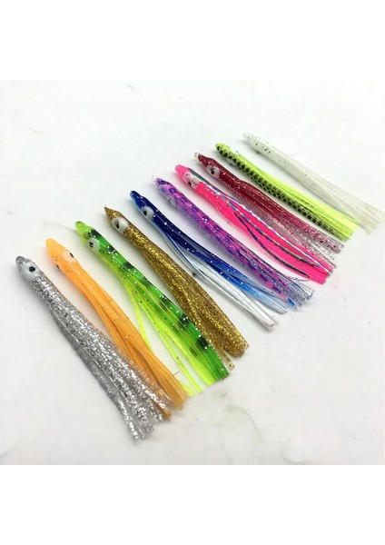 Altın Tarzı 10 Adet * 7 cm Deniz Balıkçılık Silikon Yapay Yumuşak Sabiki Cazibesi Iğne Şeklindeki Ahtapot Etek Kalamar Cazibesi Rig Tuzlu Su Yumuşak Jig Yem (Yurt Dışından)