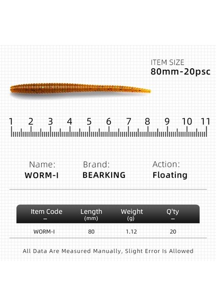 Col.l Stili 8cm 20 Adet Bearkıng Solucan Yumuşak Lures 8cg Çanta Balıkçılık Yapay Silikon Bas Pike Minnow Swimbait Jig Plastik Yemler (Yurt Dışından) fırsatları