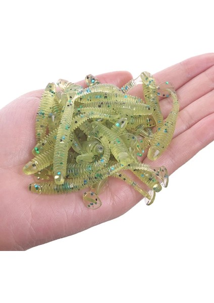 Mor Tarzı 50 Parça Veya Solucan Sahte Yumuşak Yem Jig Wobbler 5cm 0.8g Yapay Silikon Fishig Cazibesi T Kuyruk Swimbait Yem Sinek Mücadele (Yurt Dışından)