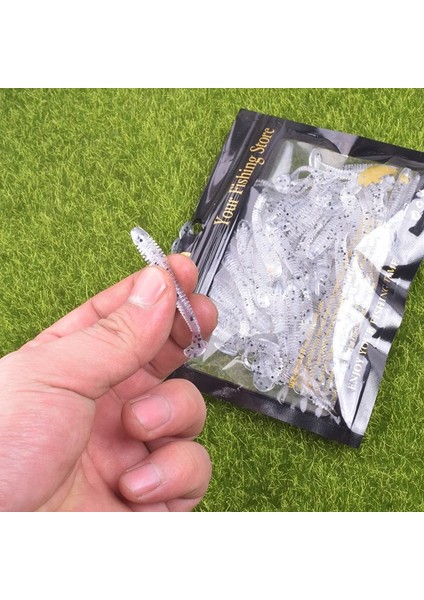 Mor Tarzı 50 Parça Veya Solucan Sahte Yumuşak Yem Jig Wobbler 5cm 0.8g Yapay Silikon Fishig Cazibesi T Kuyruk Swimbait Yem Sinek Mücadele (Yurt Dışından) fiyatları