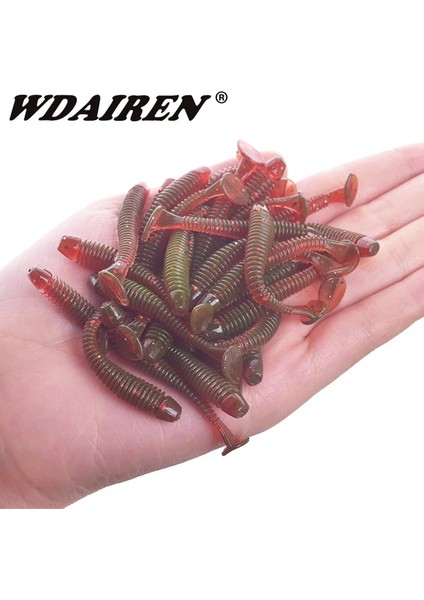 Mor Tarzı 50 Parça Veya Solucan Sahte Yumuşak Yem Jig Wobbler 5cm 0.8g Yapay Silikon Fishig Cazibesi T Kuyruk Swimbait Yem Sinek Mücadele (Yurt Dışından) indirimleri