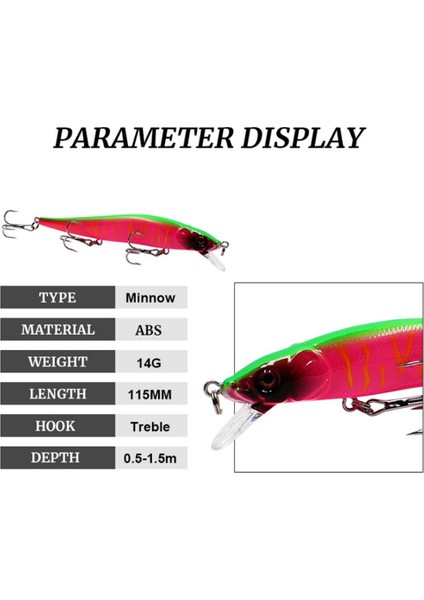 No.13 Tarzı 1 Adet Minnow Balıkçılık Cazibesi 11.5 cm 14G Yüzen Sert Yapay Yem 3D Gözler Bas Pike Crankbait Wobblers Sazan Olta Takımı (Yurt Dışından) fırsatları