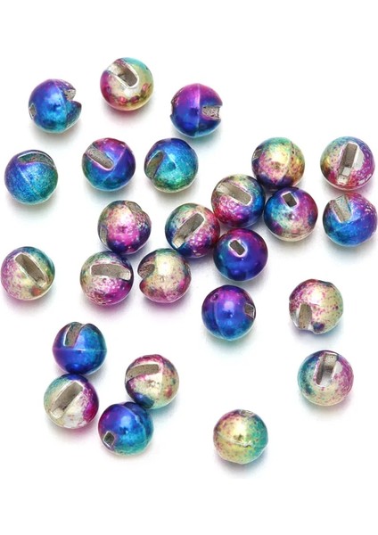 Gökkuşağı Stili 4.0mm Çok Renkli Balıkçılık Oluklu Tungsten Boncuklar Güzel Tasarımlı Alaşım Sinek Bağlama Malzemesi Dayanıklı Balıkçılık Aracı (Yurt Dışından)