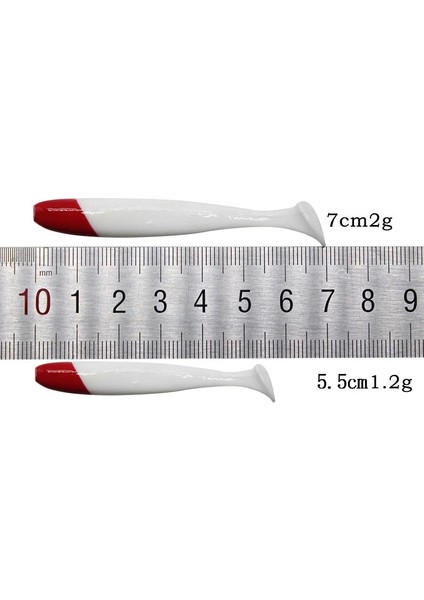 Kırmızı Beyaz Stil 5.5cm Oft Cazibesi 5.cm Silikon Swimbaits Isca Yapay Solucan Yumuşak Yem Balık Wobblers Bas Sazan Uçan Balıkçılık Cazibesi T Kuyruk (Yurt Dışından) fırsatları