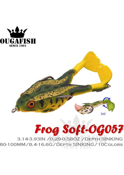 Sarı-Yeşil Tarzı 16.6g 100MM Kurbağa Yumuşak Yem Cazibesi Olta Takımı Ağırlıkları G Döner Silikon Çift Kancalı Yem Yüzer Topwater Yemleri Pesca Turna Balığı (Yurt Dışından) fiyatları