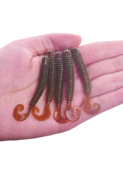 Bir Stil 60MM 1.8g 10 Adet Lot Spiral Kuyruk Solucan Yumuşak Yemler 6cm 1.8g Wobblers Karides Kokusu Tuzlu Silikon Yapay Yem Pesca Bas Sazan Takımı (Yurt Dışından)