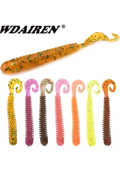 Bir Stil 60MM 1.8g 10 Adet Lot Spiral Kuyruk Solucan Yumuşak Yemler 6cm 1.8g Wobblers Karides Kokusu Tuzlu Silikon Yapay Yem Pesca Bas Sazan Takımı (Yurt Dışından) modelleri