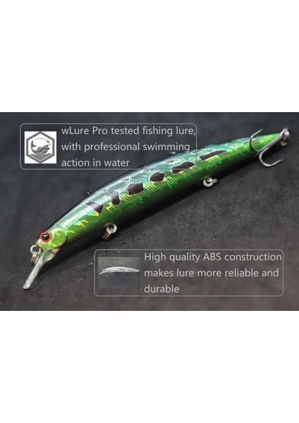 M672X84 Stili Wlure 12.7cg Uzun ve Ince Koşu Boncukları Altta 3 Kanca Sıkı Eylem Jerkbait Yavaş Yüzen Minnow Balıkçılık Cazibesi M672 (Yurt Dışından)