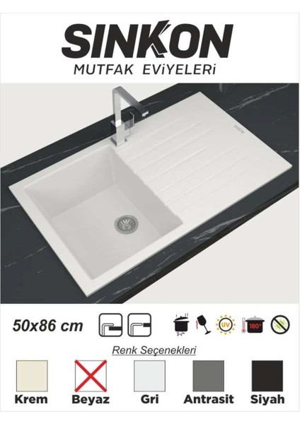 Beyaz Granit Evye 50X86 - SG86 - Sinkon