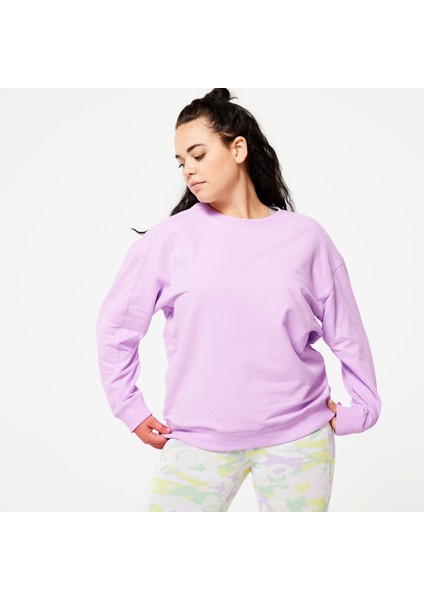 Domyos Kadın Lila Oversize Sweatshirt - Fitness Hafif Antrenman
