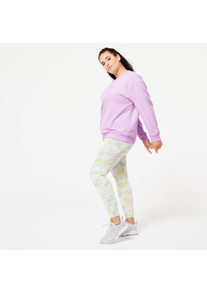 Domyos Kadın Lila Oversize Sweatshirt - Fitness Hafif Antrenman