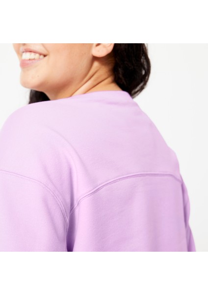 Domyos Kadın Lila Oversize Sweatshirt - Fitness Hafif Antrenman