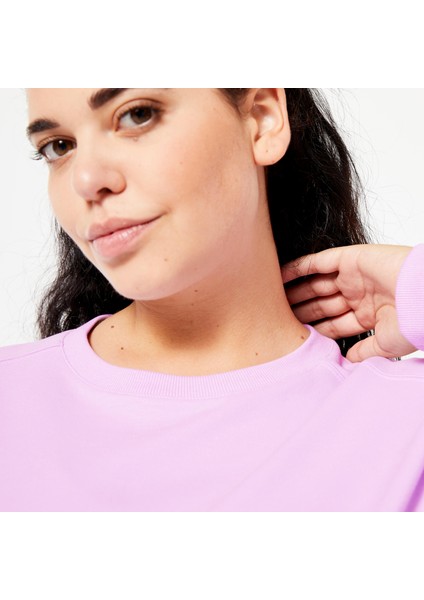 Domyos Kadın Lila Oversize Sweatshirt - Fitness Hafif Antrenman
