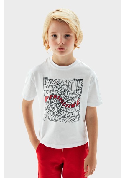Erkek Çocuk Beyaz T-Shirt 23PFWNB3503