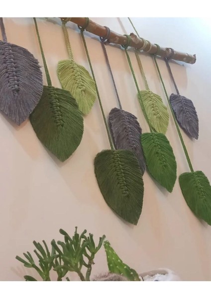 Duvar Süsü El Işçiliği Yaprak Desenli Makrome