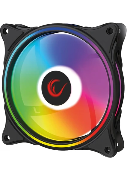 Glare F50 38CFM 1200RPM 12CM Rainbow 3p+4p Molex Soketli Siyah Kasa Fanı