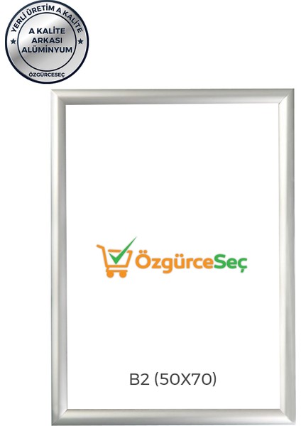 B2 (50x70) Gri Alüminyum Çerçeve Açılır Kapanır Gönye Köşe 25MM