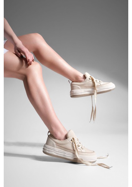 Kadın Sneaker Spor Ayakkabı Keten Kumaş Bağcıklı Hesna fiyatları