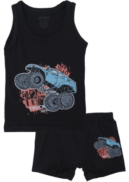 Erkek Çocuk Off Road Desenli Atlet Boxer 2'li Alt Üst Takım