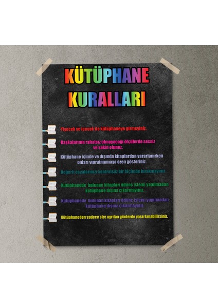 Kütüphane Kuralları Posteri - PO333 fırsatları