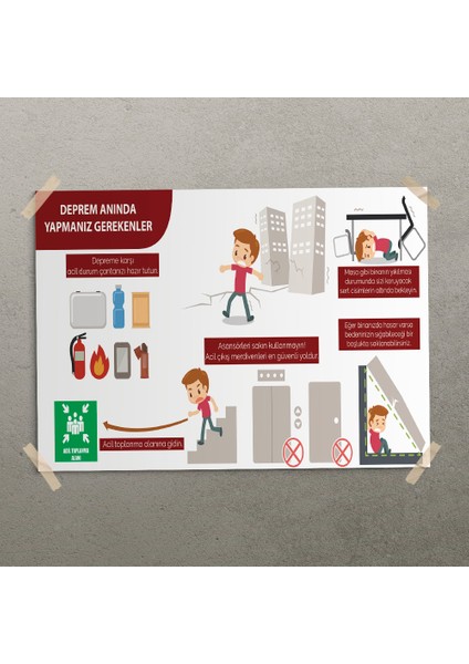 Deprem Anında Yapmanız Gerekenler Posteri- PO574 modelleri