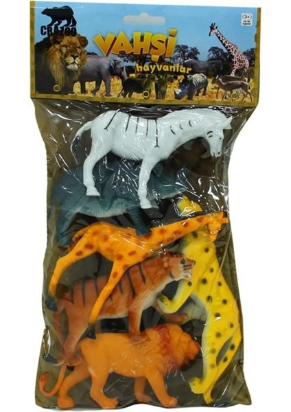 Berat Toys BERATTOYS15 cm Vahşi Hayvan Seti 6 Pcs Oyuncak Hayvanlar Dolgulu Kaliteli Hayvan Set