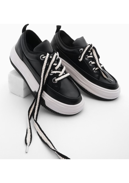 Kadın Sneaker Kalın Taban Spor Ayakkabı Rova Siyah