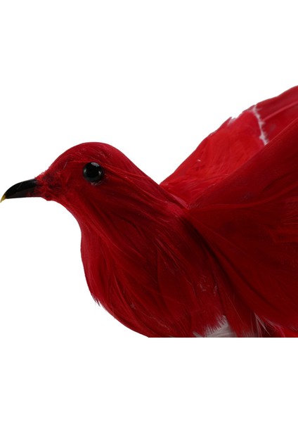 2x Yapay Kuş Tüyleri Plastik Heykelcik Peyzaj Süs Bahçe Dekor Noel Dıy Cadılar Bayramı - 3 (Kırmızı Kuyruk) (Yurt Dışından)
