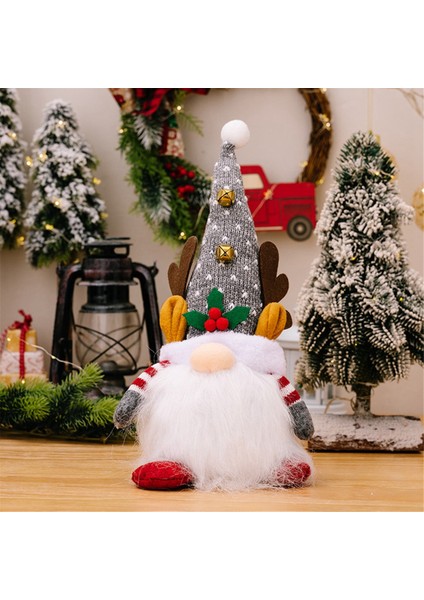 Noel Lampe Geyik Lambalı Rudolf Bebek Parlayan Yüzü Olmayan Bebek Gri (Yurt Dışından)