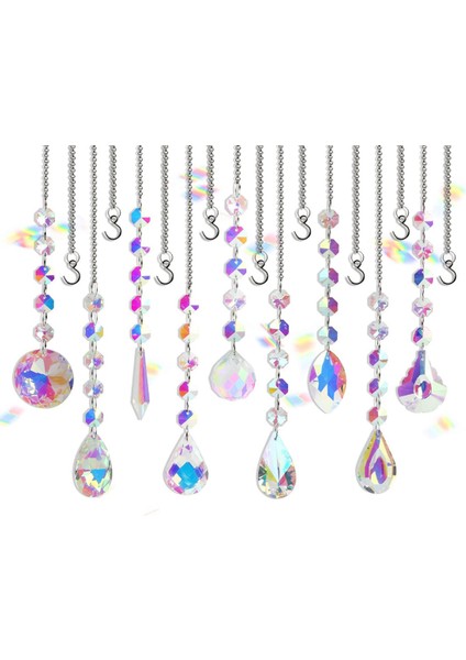 Renkli Kristal Güneş Yakalayıcı - 9pcs Zincirli Asılı Güneş Yakalayıcılar (Yurt Dışından)