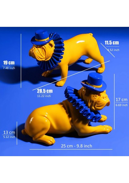 1 Adet Bulldog Punk Tarzı Köpek Heykeli Reçine Ev Dekorasyon Mavi B (Yurt Dışından)