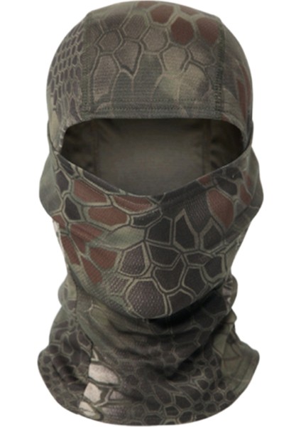 Açık Toz Geçirmez Güneş Yüz Maskesi Taktik Kamuflaj Tam Yüz Maskesi Avcılık Bisiklet Bisiklet Boyun Koruması (Python Yeşil) (Yurt Dışından)