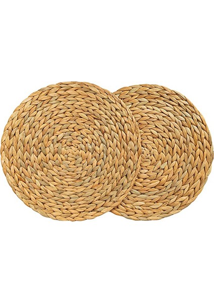 2'li Paket Yuvarlak Su Sümbülü Servis Altlığı, Kaliteli Dokuma Hasır Masa Servis Altlıkları, 38CM (Yurt Dışından)