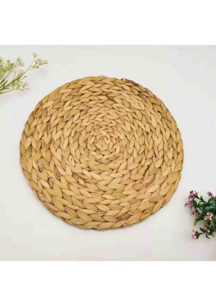 2'li Paket Yuvarlak Su Sümbülü Servis Altlığı, Kaliteli Dokuma Hasır Masa Servis Altlıkları, 38CM (Yurt Dışından)