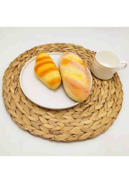 2'li Paket Yuvarlak Su Sümbülü Servis Altlığı, Kaliteli Dokuma Hasır Masa Servis Altlıkları, 38CM (Yurt Dışından)