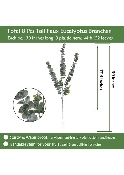 8 Adet 30 Inç Uzun Sahte Okaliptüs Kaynaklanıyor, Rustik Dekor Için (Yurt Dışından) fiyatları
