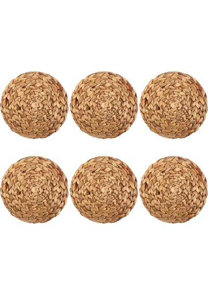 6'lı Paket Yuvarlak Su Sümbülü Servis Altlığı, Kaliteli Dokuma Hasır Masa Servis Altlığı, 25CM (Yurt Dışından)