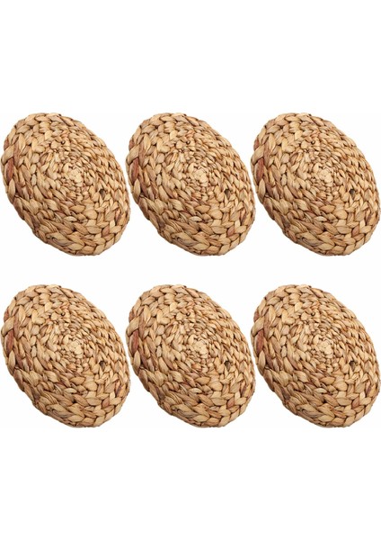 6'lı Paket Yuvarlak Su Sümbülü Servis Altlığı, Kaliteli Dokuma Hasır Masa Servis Altlığı, 25CM (Yurt Dışından)