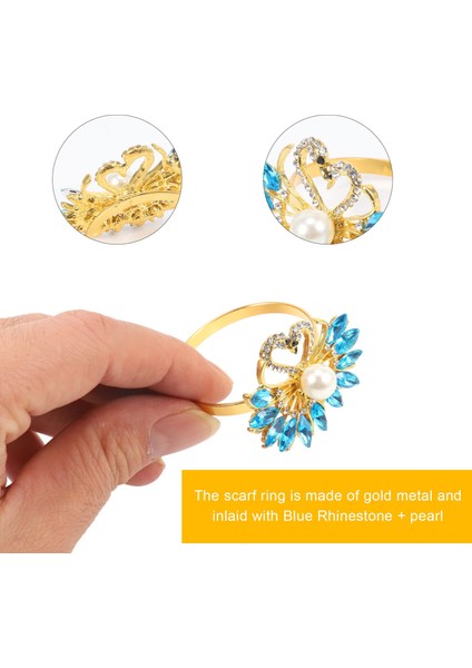 Günü Hediyesi Mavi Peçete Yüzüğü 6 Parça Set, Mavi Rhinestones ile Zarif Kuğu Peçete Yüzüğü, Masa Üstü Dekorasyon (Yurt Dışından) indirimleri