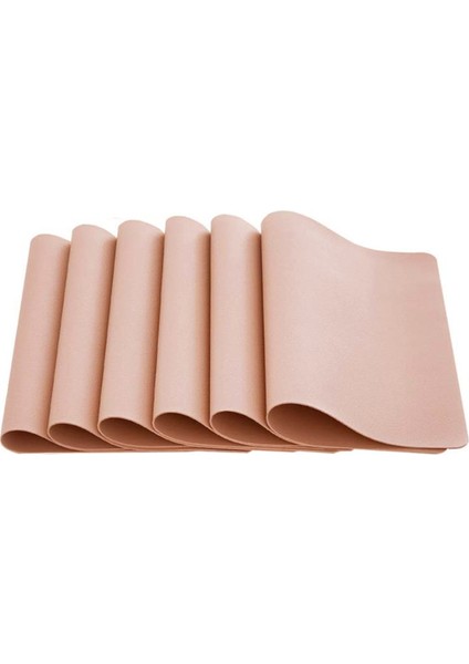 6 Paket Placemats Deri Masa Paspasları Isıya Dayanıklı Kolay Temizlenebilir Su Geçirmez Yer Paspasları Mutfak Yemek Masası-Pembe (Yurt Dışından)